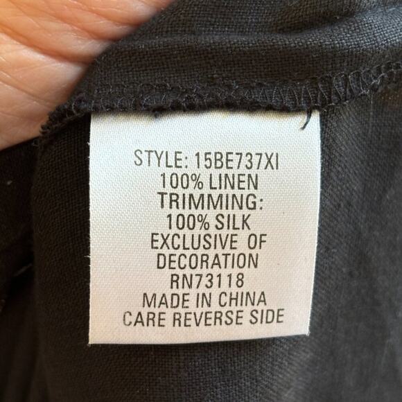 DAVID DART 100% Linen Lightweight Oversized Silk Trim Button Front Shirt SZ 1X - Picture 8 of 10